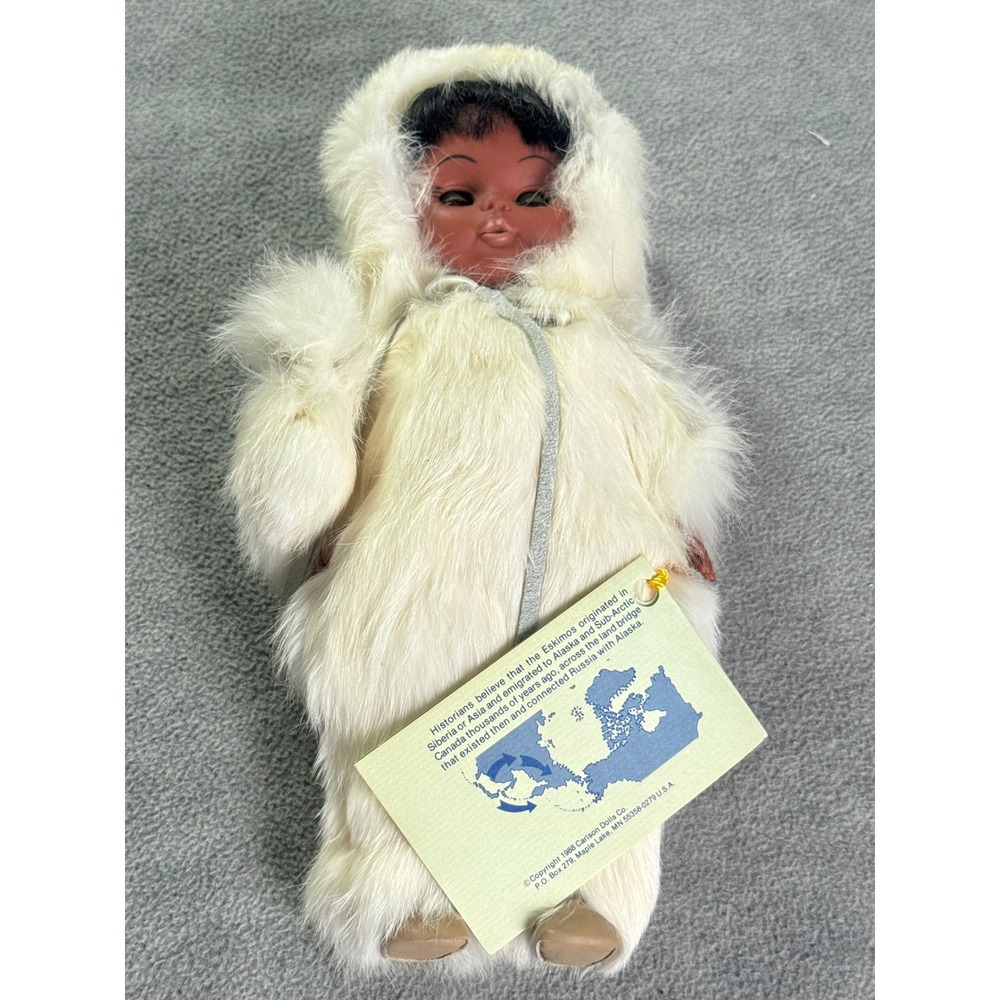 Vintage 1988 Carlson Dolls Inuit The People Arctic Eskimo Doll 12" Sleep Eyes